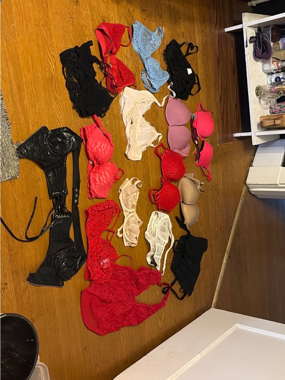 Floral Lace Embellished Pink Bra - Women Intimates